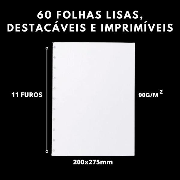 Imagem de KIT Refil Compatível Caderno 11 Discos Tipo Inteligente Grande com 60 Folhas Lisas + 200 Pautadas