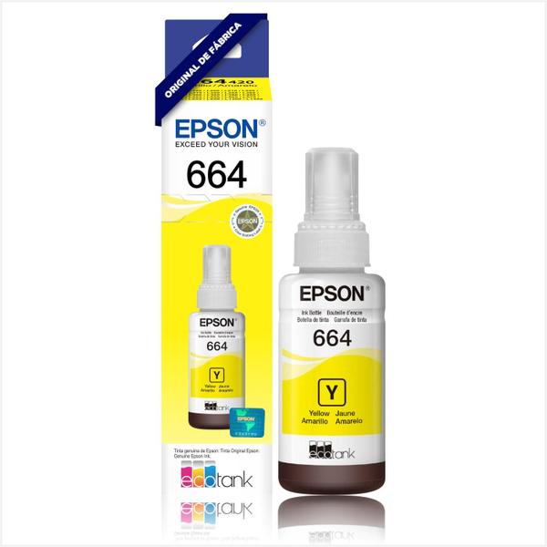 Kit Refil de Tinta 4 Cores Original Epson T664 P/ L121 L200 L220 L300 L310 L355 L365 L375 L395 L396 L455 L475 L555 L1300 Imagem de Kit Refil de Tinta 4 Cores Original Epson T664 P/ L121 L200 L220 L300 L310 L355 L365 L375 L395 L396 L455 L475 L555 L1300