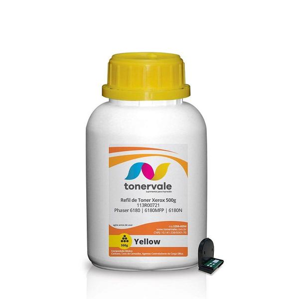 Imagem de Kit Refil de Toner + 4 Chips TankFull Para Xerox Phaser 6180 6180MFP 6180N - Yellow 113R00721 de 500g