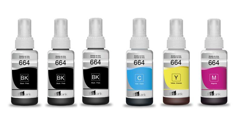 Imagem de Kit Refil Tinta 664 para L110 / L120 / L121 / L200 6T