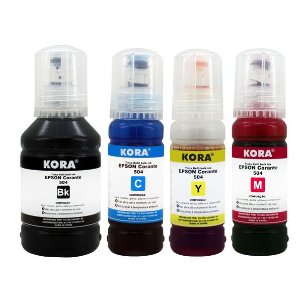 Imagem de Kit Refil Tinta com 04 Cores Substituiçao T544 T504 L3110 L3150