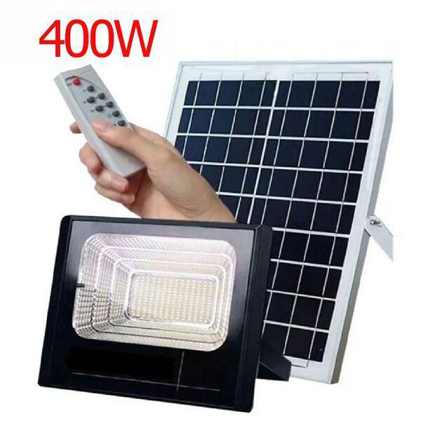 Imagem de Kit Refletor 400W + Painel Solar Led Branco Frio IP66 com Controle Remoto