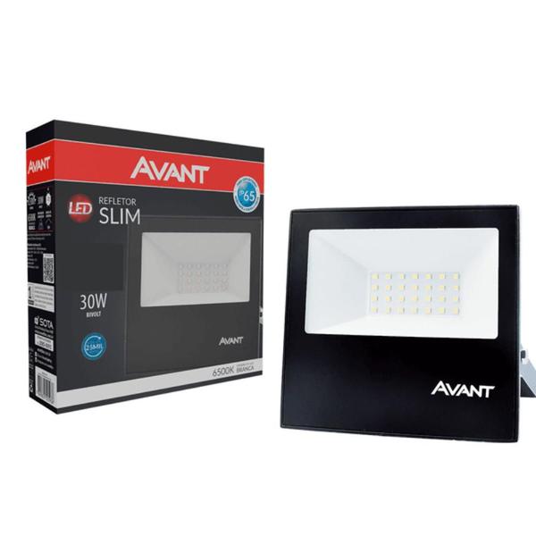 Kit Refletor Led Slim 30w Branco Bivolt Avant C/3un Imagem de Kit Refletor Led Slim 30w Branco Bivolt Avant C/3un