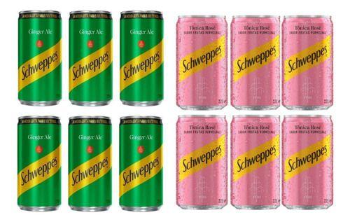 Imagem de Kit Refrigerante Schweppes Ginger Ale + Tônica Rose 6un