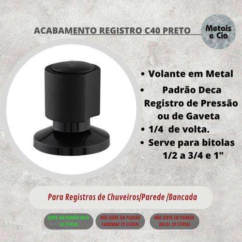 Imagem de Kit Registro e Acabamento Metal C40 Preto Padrão Serve Deca