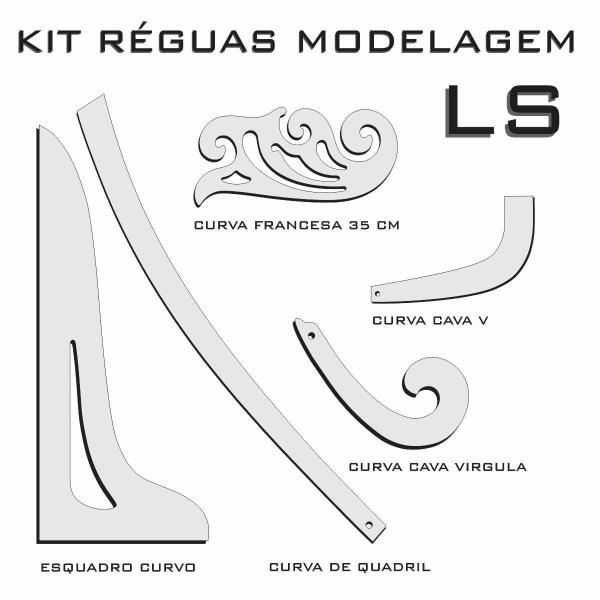 Imagem de Kit Régua Modelagem Gabarito Curva Acrílico Costura Ls Fenix