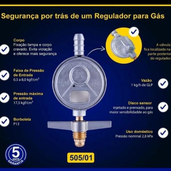 Imagem de kit regulador aliança+mangueira de borracha 4mm x 2,00 mt+abraçadeiras