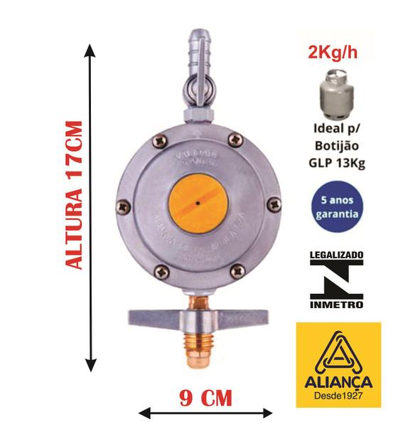 Imagem de kit Regulador para gás 506 2Kg aliança mangueira 1,20 metros