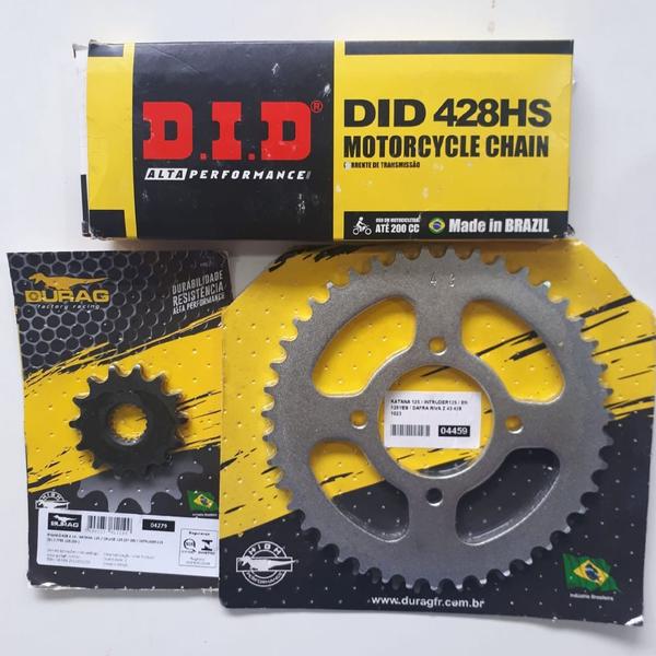 Kit Relação 43X14 Moto Yes 125 Corrente Fina DID - Durag - Durag + DID Imagem de Kit Relação 43X14 Moto Yes 125 Corrente Fina DID - Durag