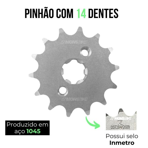 Imagem de Kit Relação Biz Ks Es 125 Bis 110i Até 2021 Coroa 34T Pinhão 14T Aço 1045