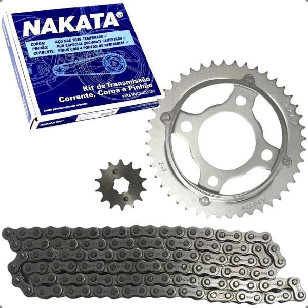 Imagem de Kit Relação Coroa Pinhao Corrente Nakata Honda CG 125 CARGO ES KS FAN 2000 A 2008