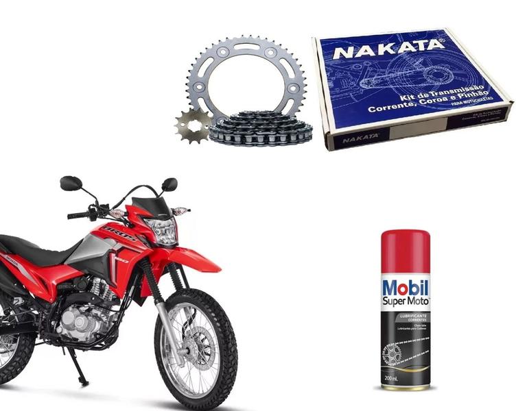 Imagem de Kit Relação Nakata Nxr 160 Bros Xre 190 + 01 Óleo Spray Mobil Lub Ano 2015 Até 2024