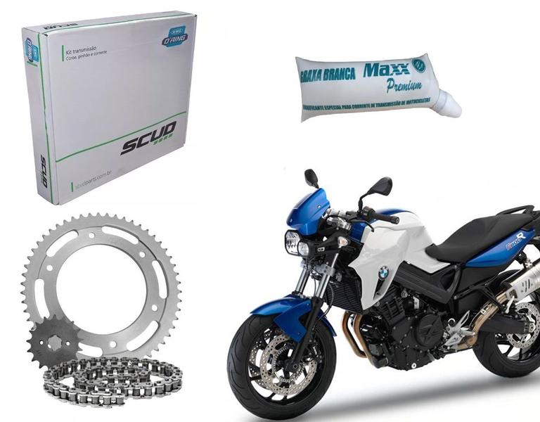 Imagem de Kit Relação Retentor Scud + Graxa Branca F800Gs F800 Gs F 800GS Tração Corrente Coroa Pinhão Aço 1045 Reforçada H