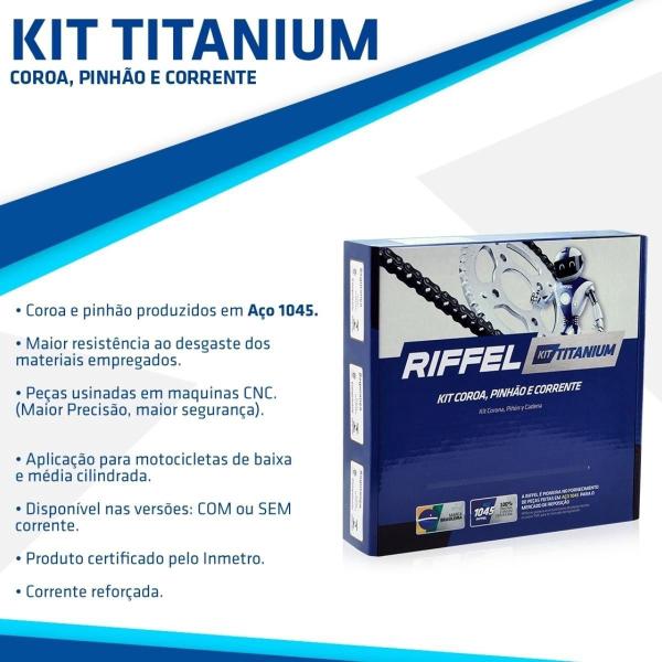 Imagem de Kit Relação Titanium Tração Transmissão Projeção Carburada Injetada Reforçada Cg 160 Titan Fan Start Cargo (Todas)