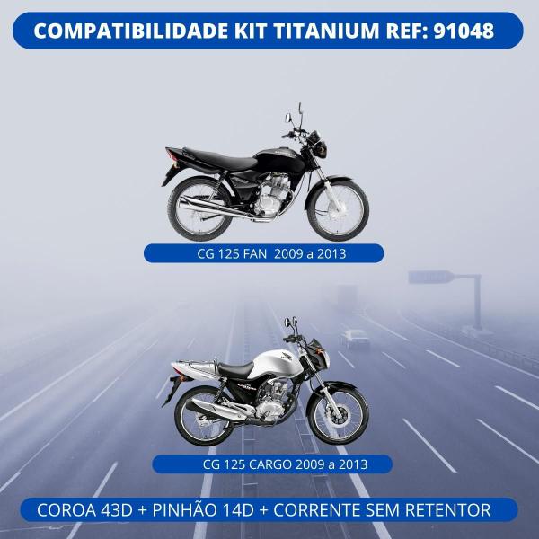 Imagem de Kit Relação Titanium Tração Transmissão Projeção Carburada Injetada Reforçada Cg Fan Cargo 125 2009-2013