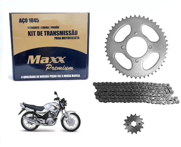 Imagem de Kit Relação Tração Maxx 1045 + Graxa Branca Lub Corrente Ybr Factor 125 2000 Até 2014