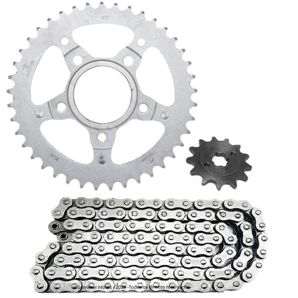 Kit Relação Transmissão Cbx Strada 200 1993 A 2003 Aço 1045 - Brandy Imagem de Kit Relação Transmissão Cbx Strada 200 1993 A 2003 Aço 1045