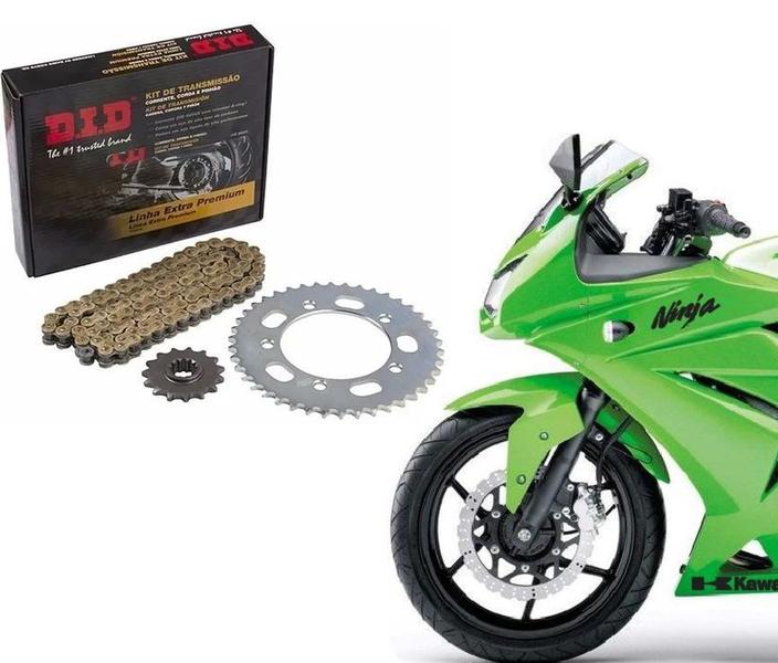 Imagem de Kit Relação Transmissão Did Daido Corrente Com Retentor Aço 1045 Ninja 250r Ninja 300r