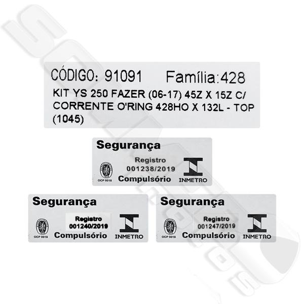 Imagem de Kit Relação Transmissão Fazer 250 2006 a 2017 Com Retentor Riffel