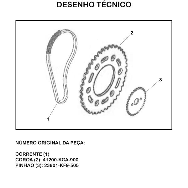 Imagem de Kit Relação Transmissão Honda CG 125 2000 a 2008 Cargo KS ES Titan Fan - Darom (428Hx116Lx44Tx14T)