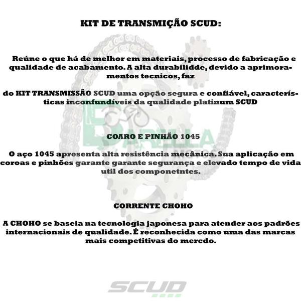 Imagem de Kit Relação Transmissão Honda Fan 125 2009 Até 2013 (aço 1045) - Scud