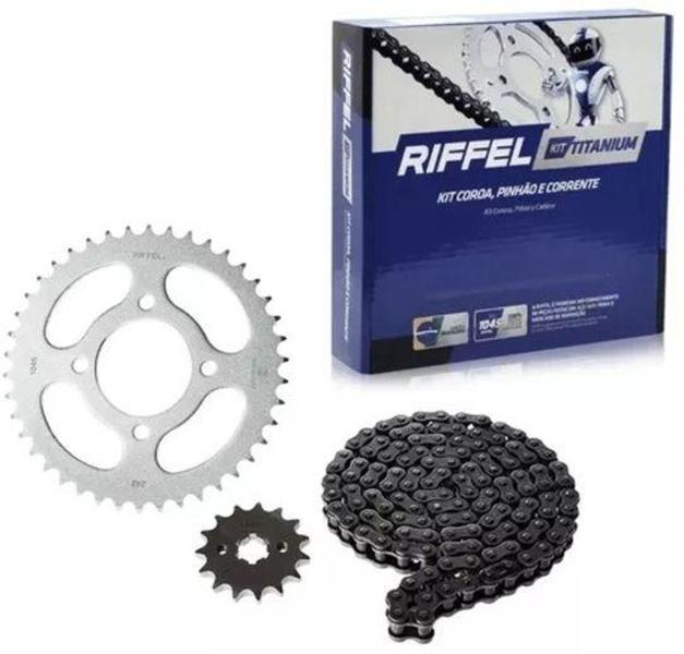 Imagem de Kit Relação transmissao tracao Honda Xre 190/ Bros 160 Riffel Titanium Aço 1045 sem retentor 91175