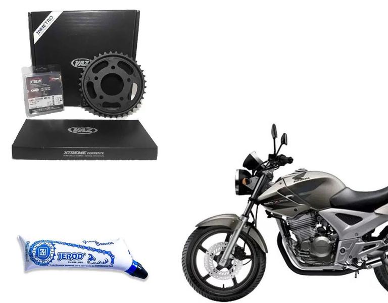 Imagem de Kit Relação Vaz Cbx 250 Twister + Graxa Branca Extreme Black Ano 2001 Até 2008