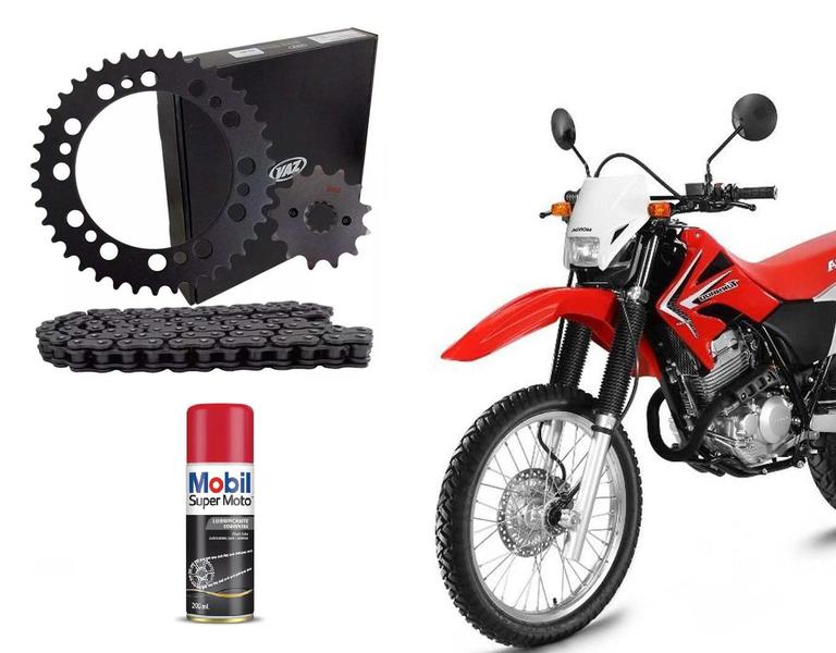 Imagem de Kit Relação Vaz Xr 250 Tornado + 01 Óleo Spray Mobil Lub Extreme Black Ano 2001 Até 2008