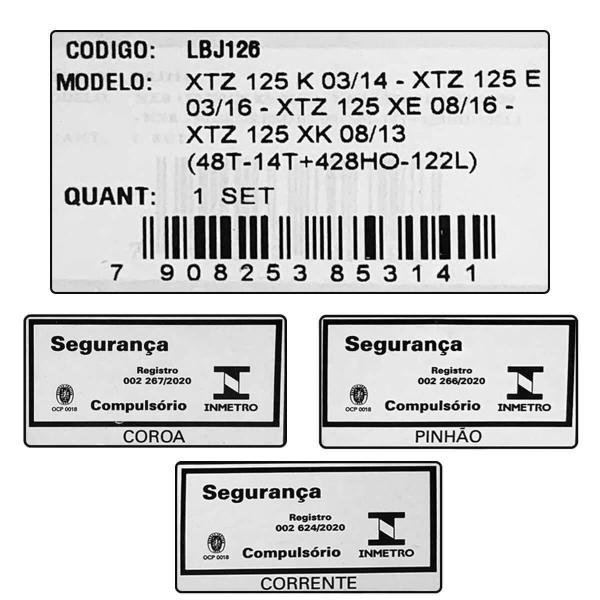 Imagem de Kit Relação Xtz 125 2002 A 2016 Com Retentor Aço 1045 Lbj