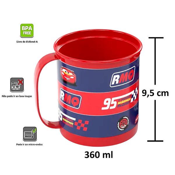 Imagem de Kit Relâmpago Mcqueen Carrinho 28cm Garrafinha e Caneca