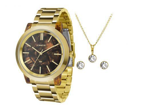 Kit relógio analógico lince dourado Imagem de Kit relógio analógico lince dourado