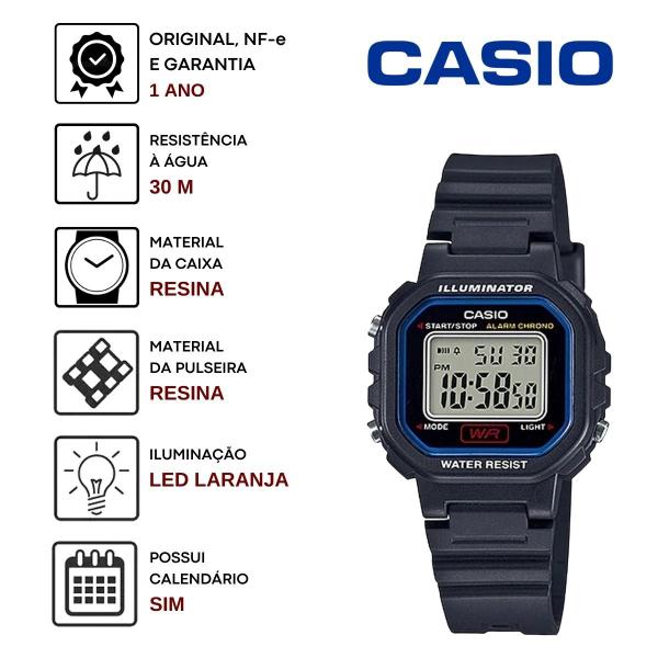 Imagem de Kit Relógio de Pulso Casio Infantil Masculino Resistente Água Calendário Alarme Digital LA-20WHS + 2 Carrinhos Miniatura