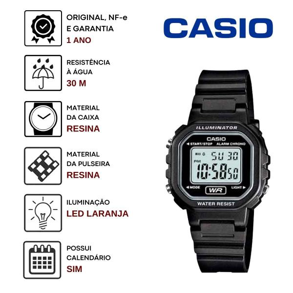 Imagem de Kit Relógio de Pulso Casio Infantil Masculino Resistente Água Calendário Alarme Digital LA-20WHS + 2 Carrinhos Miniatura