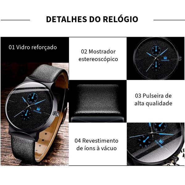 Imagem de Kit Relógio de Pulso de Quartzo Casual Masculino E Pulseira