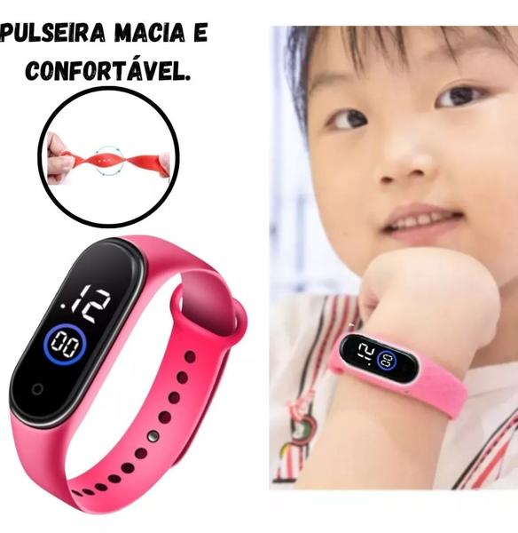 Imagem de Kit Relógio de Pulso Digital Esportivo Silicone Ajustável Prova água Colorido + Estojo Escolar Infantil Princesas Disney