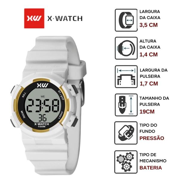 Kit Relógio de Pulso X-Watch Esportivo Moda Jovem Infantil Prova D Água Pulseira Silicone Rosa Cinza Azul Preto XKPPD + Fone Ouvido Imagem de Kit Relógio de Pulso X-Watch Esportivo Moda Jovem Infantil Prova D Água Pulseira Silicone Rosa Cinza Azul Preto XKPPD + Fone Ouvido
