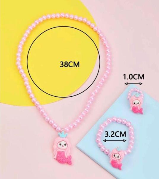 Imagem de Kit Relógio Digital Bracelete Prova água Silicone Menina + Conjunto Infantil Colar e Pulseira Anel Miçangas com Pingente