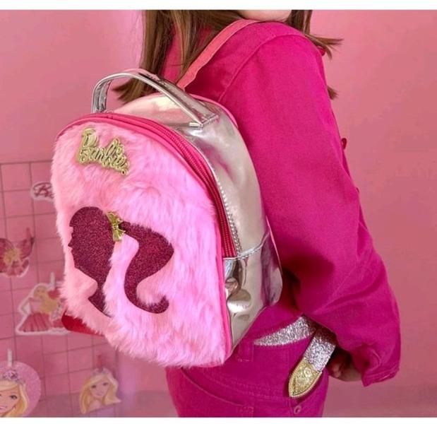 Imagem de Kit Relógio Digital Led Prova água Silicone + Mochila Bolsa Princesa disney Barbie Rosa Pink Menina Creche Escola Moda