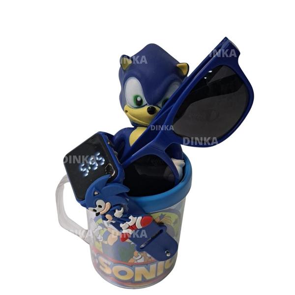 Imagem de Kit Relogio Do Sonic Copo E Oculos Escuro