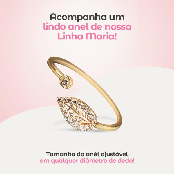 Imagem de Kit Relógio Dourado  Feminino Quartzo Analógico + Conjunto Colar e Pulseira 