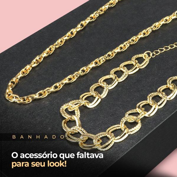 Imagem de Kit relógio feminino 18k aço banhado +colar/pulseira