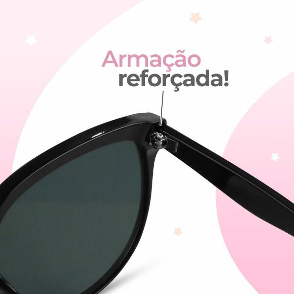 Imagem de Kit Relógio Feminino Aço Preto + Óculos Vintage Uv  Krmo3