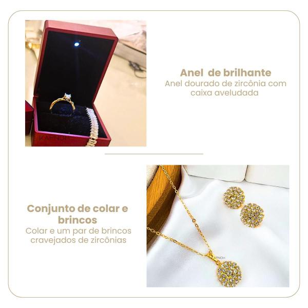 Imagem de Kit Relógio Feminino+ Colar+ Brincos+ Pulseira+ Anel