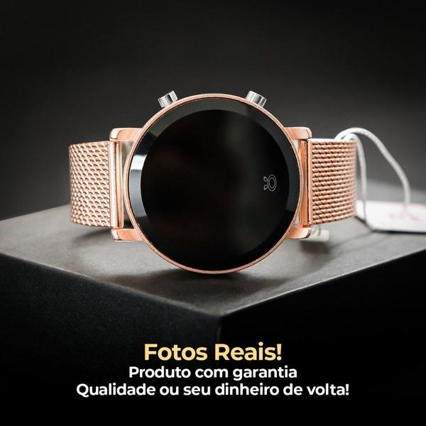 Imagem de Kit relogio feminino digital led dourado silicone original