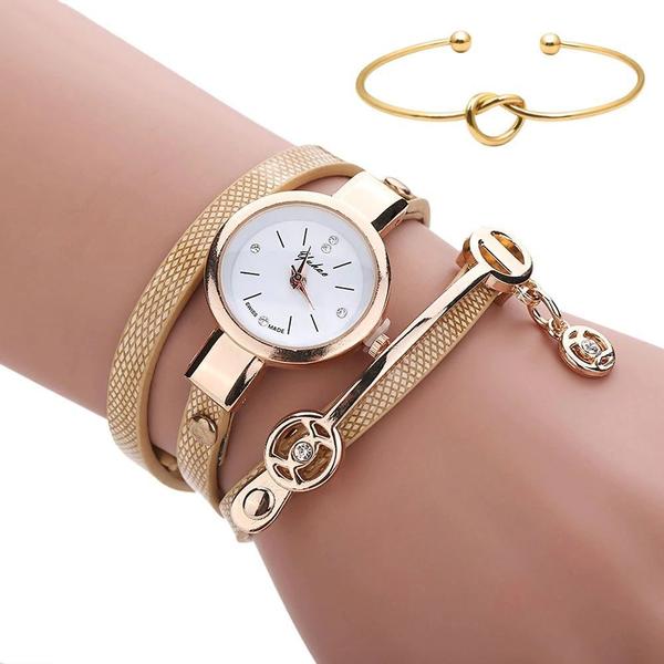 Imagem de Kit Relogio Feminino Dourado Strass Pulseira Bracelete Love