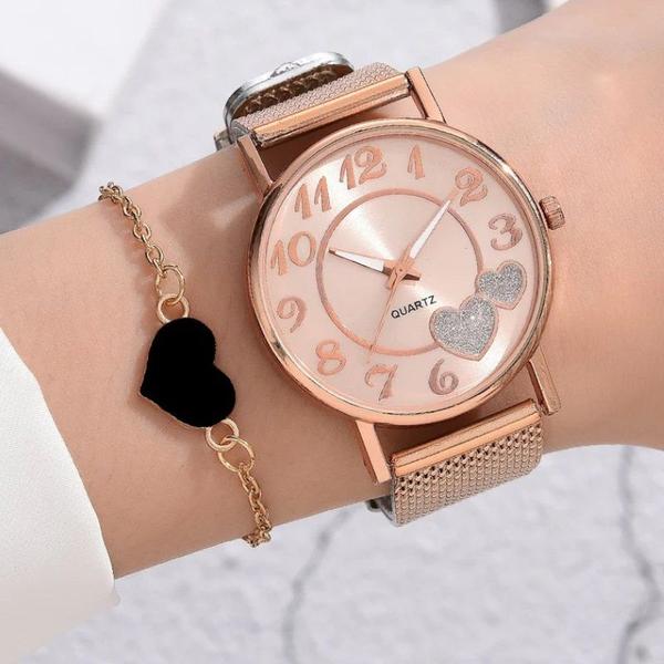 Imagem de Kit Relógio Feminino Elegante Bronze com Pulseiras Quartz