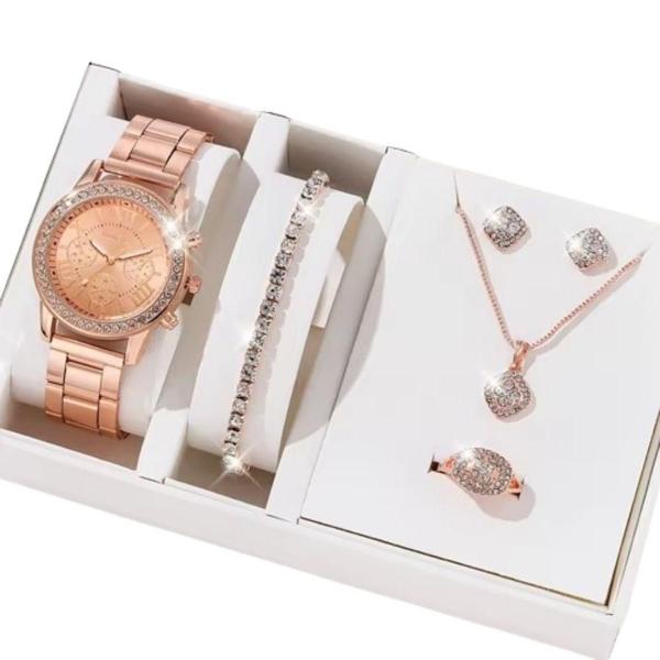 Imagem de Kit Relógio Feminino Geneva Rose Gold Com Acessórios