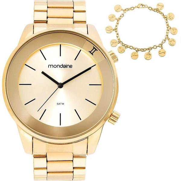 Imagem de Kit Relógio Feminino Mondaine + Pulseira 32149LPMKDE1