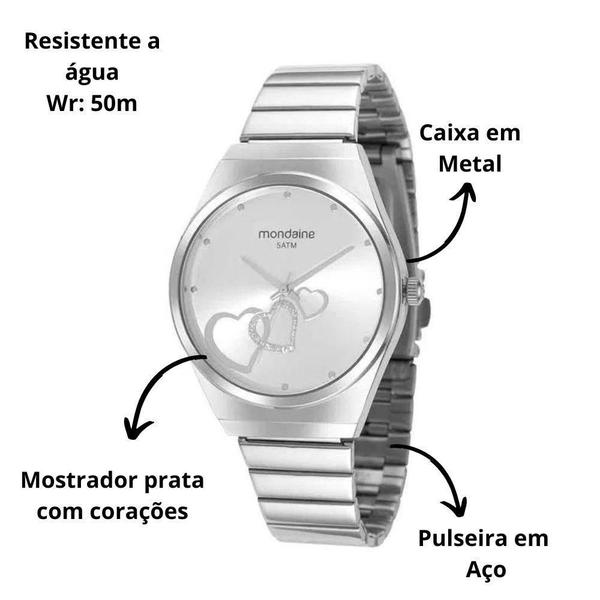 Imagem de Kit Relogio Feminino Prata Mondaine 32398L0Mkne2