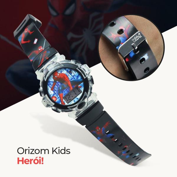 Imagem de Kit Relógio Homem Aranha Infantil Vermelho Digital Desenho Herói + Óculos Sol Preto Presente